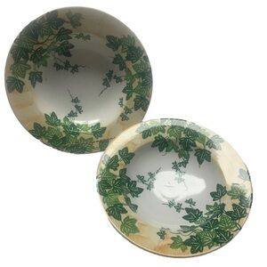 Luciano Codesco Made in Italy Hand painted set of 2 Ceramic Bowls-green ivy